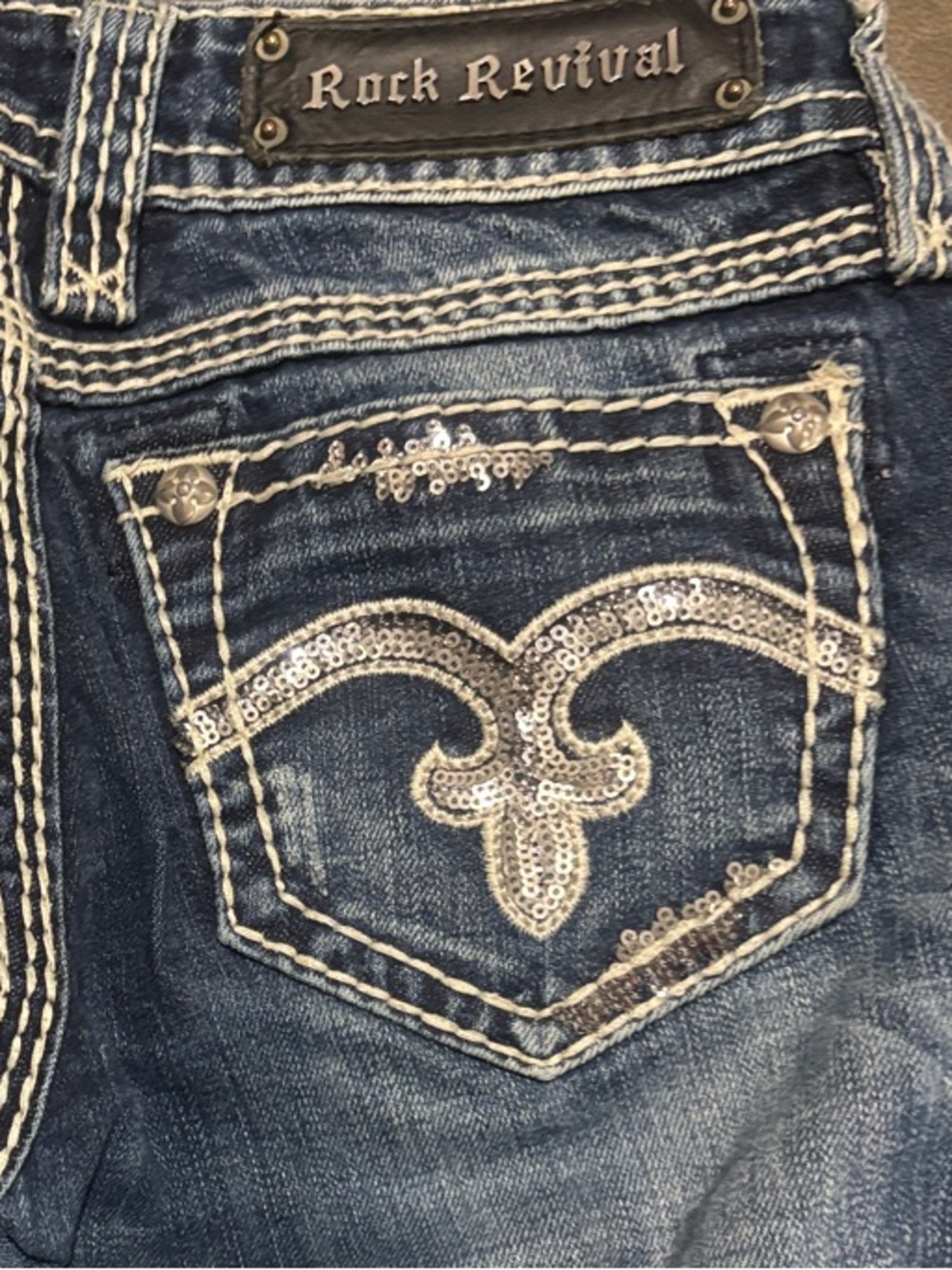 Rock Revival Dark Blue Embellished Boot Cut Jeans